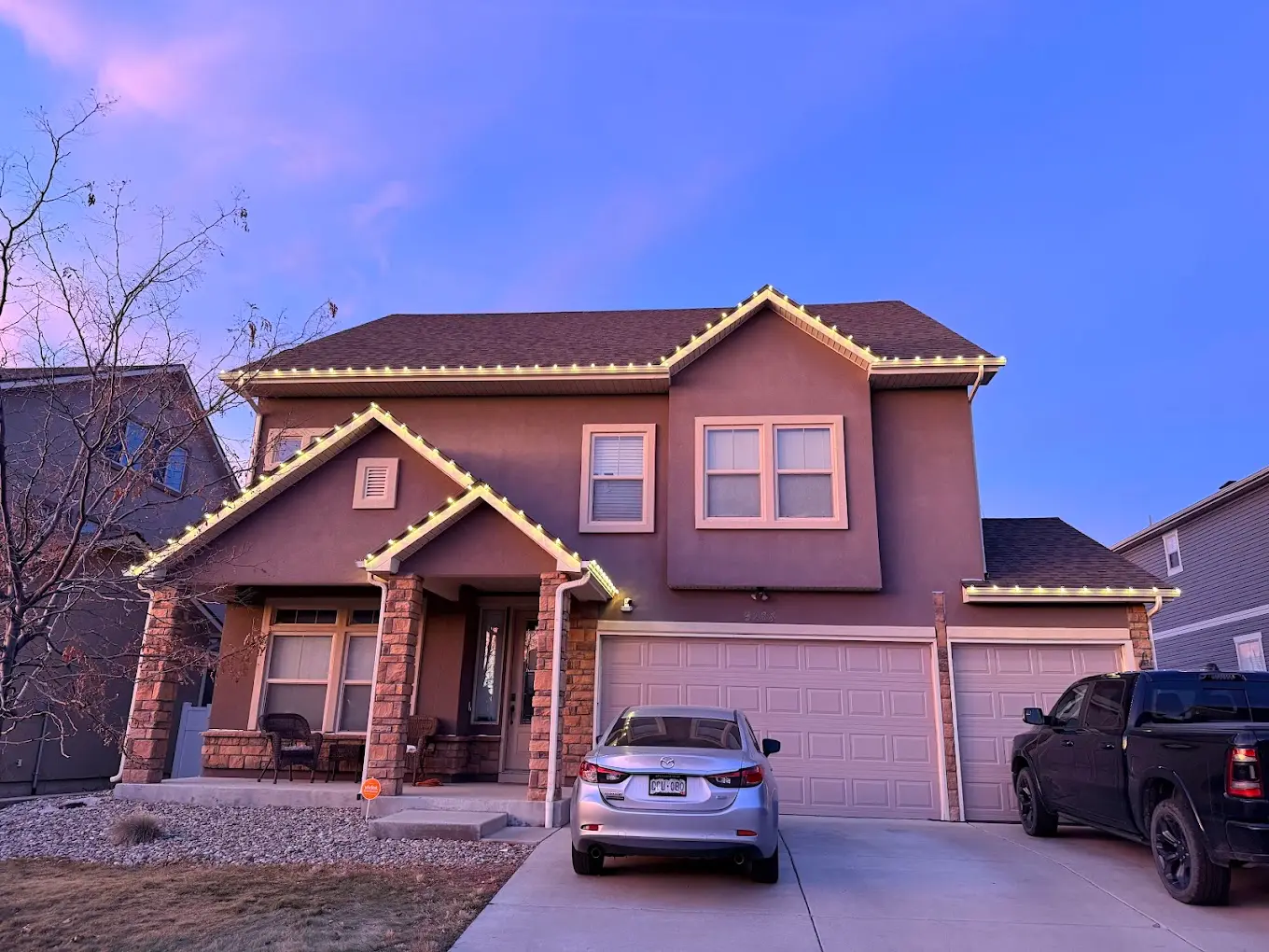 Portfolio example: home before a professional Christmas light installation by our Front Range crew